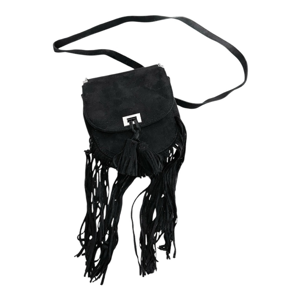 Express Black Suede Fringe Mini Crossbody Bag Boho Festival Style